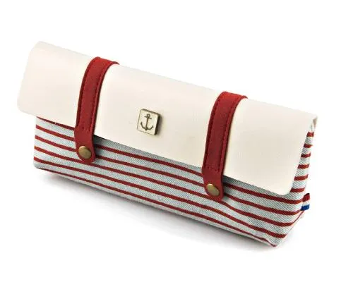 Navy Style Pen and Pencil Case - Red