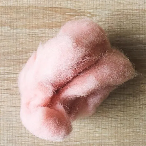 Needle felted supplies wool felting Pink wool Roving for felting short fabric