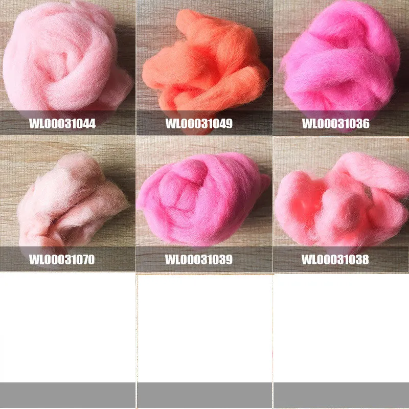 Needle felted supplies wool felting Pink wool Roving for felting short fabric