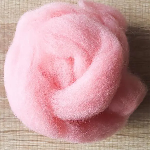 Needle felted supplies wool felting Pink wool Roving for felting short fabric