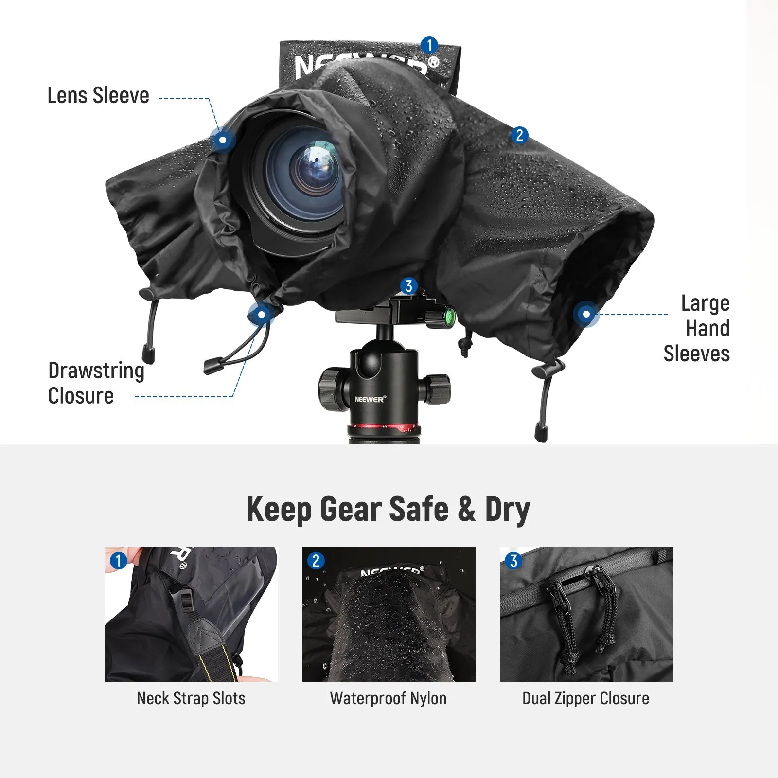 NEEWER PB008 Mini Waterproof Nylon Camera Rain Cover