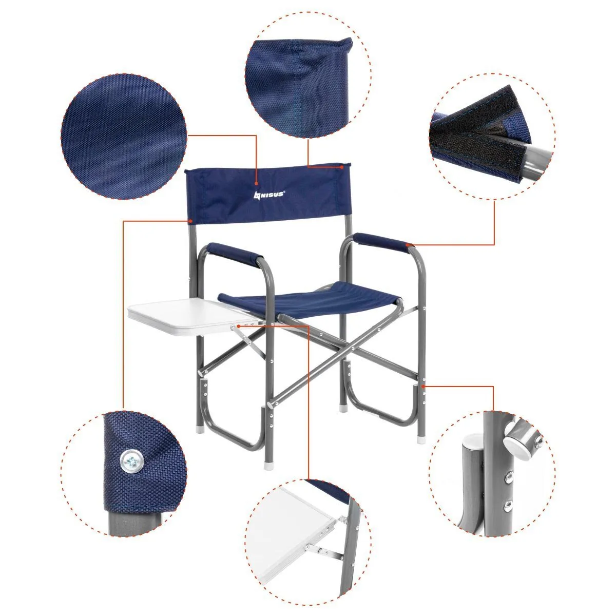 Nisus Aluminum Folding Director's Chair with Side Table