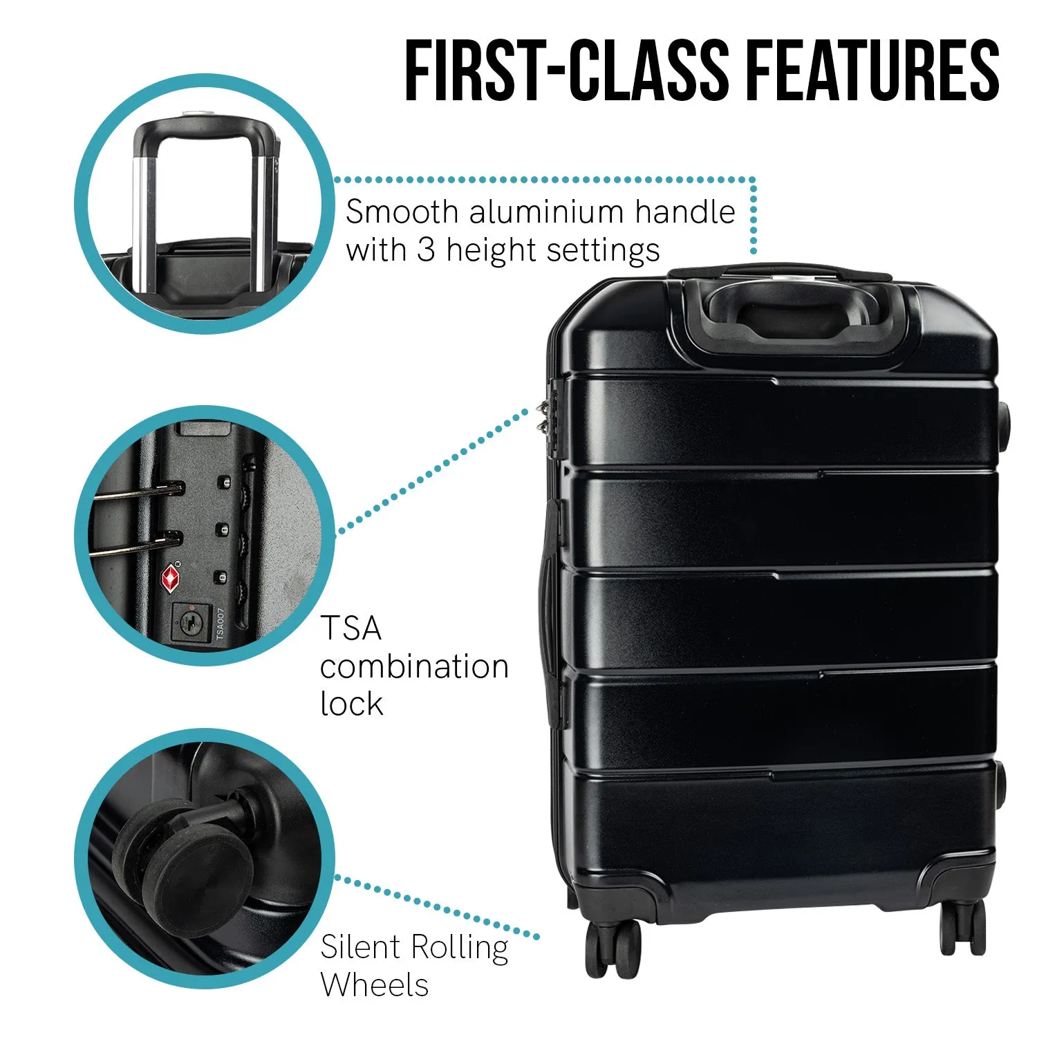 Olympus Artemis 24in Hard Shell Suitcase ABS PC  Jet Black