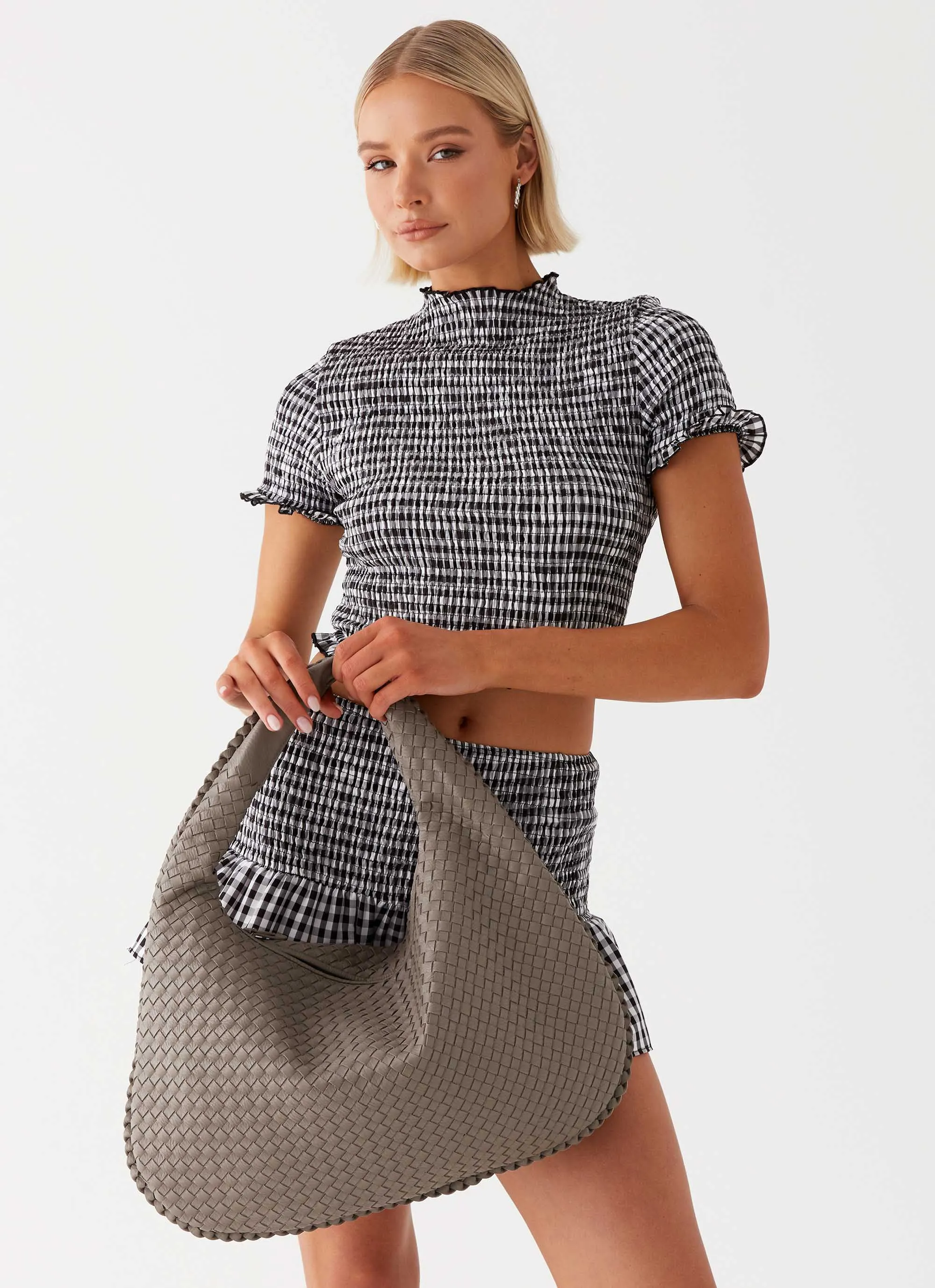 Oriona Woven Handbag - Grey