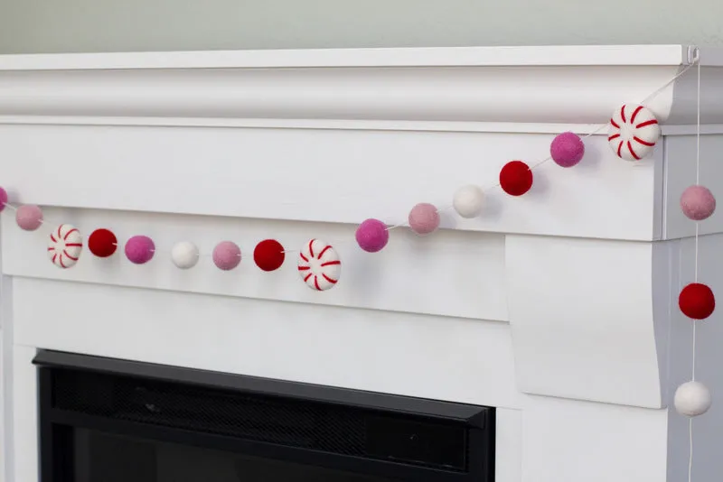 Peppermint Felt Christmas Garland- Red & Pink