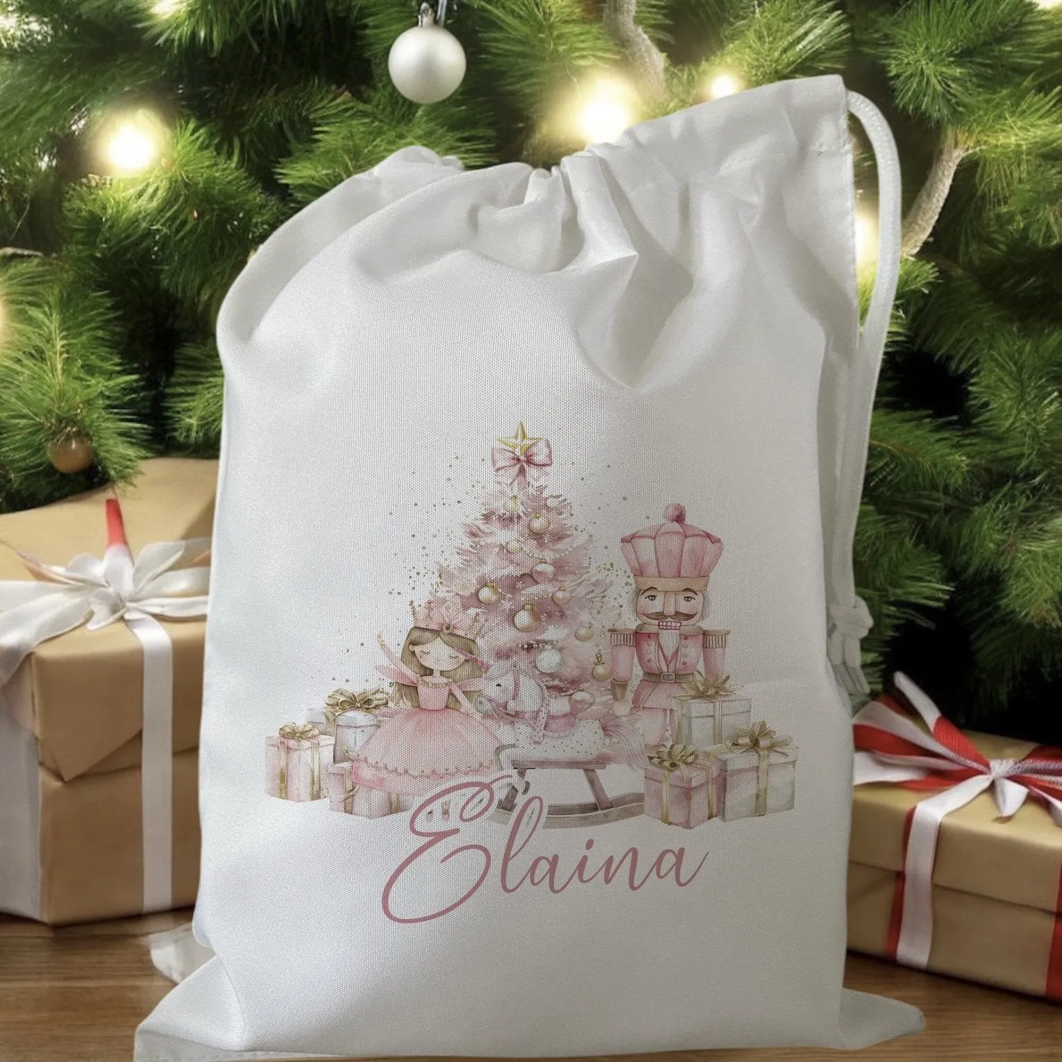 Peronalised Christmas Eve Treat Bag - Pink Fairy Nutcracker