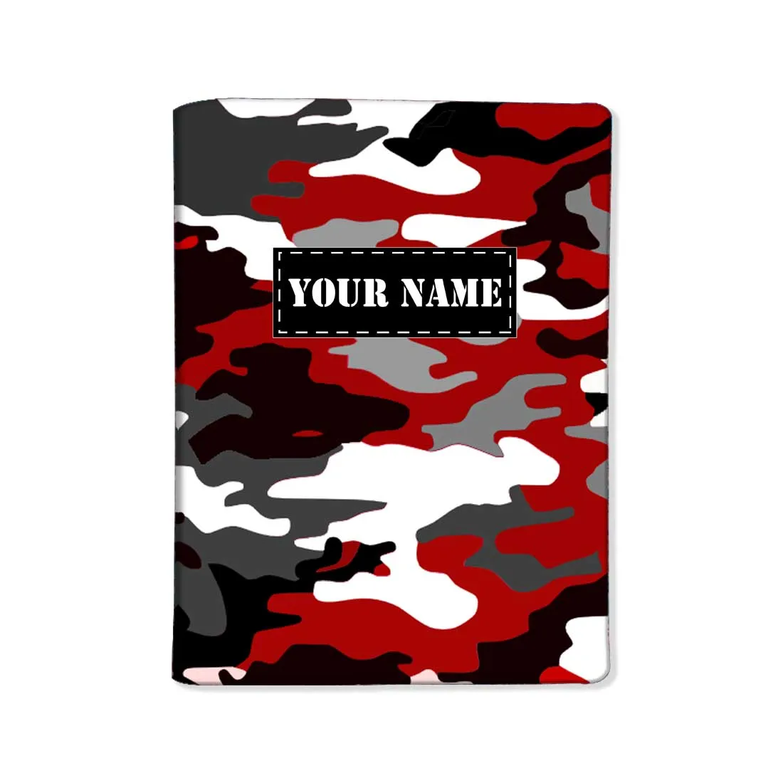 Personalized Passport Cover Baggage Tag Set -Black Red Camouflage