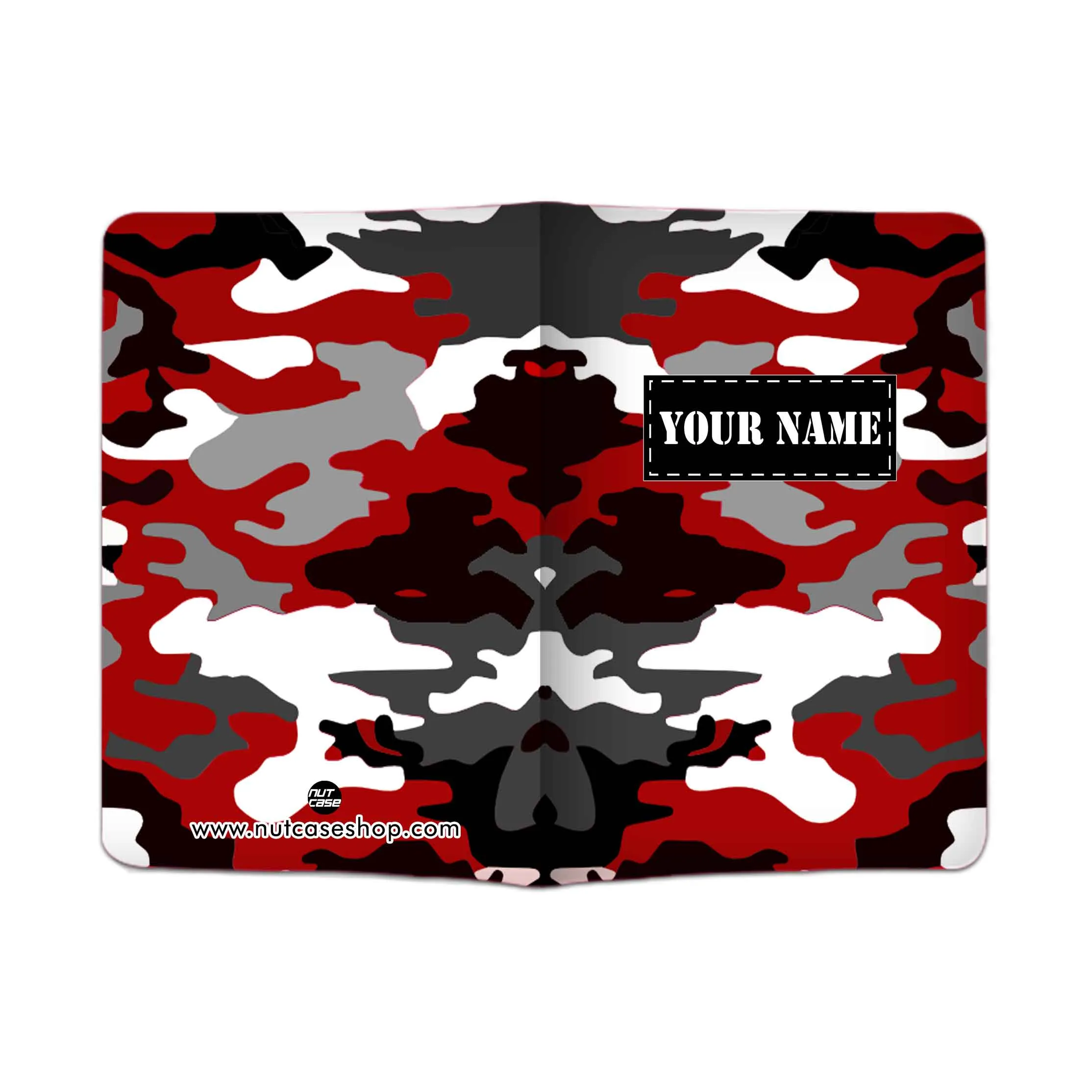 Personalized Passport Cover Baggage Tag Set -Black Red Camouflage