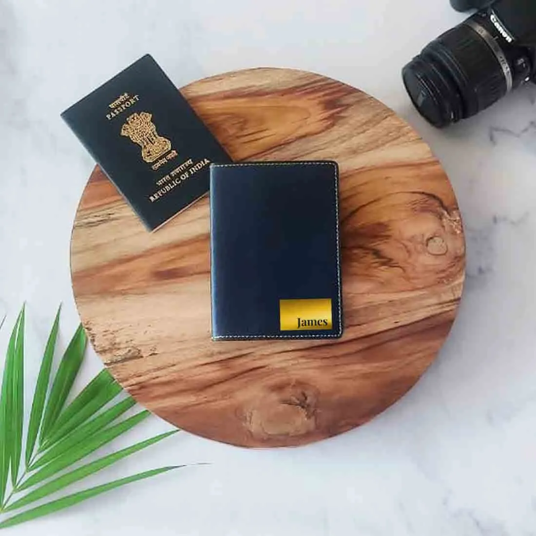 Personalized Pu Leather Travel Wallet Passport Cover - Name Box