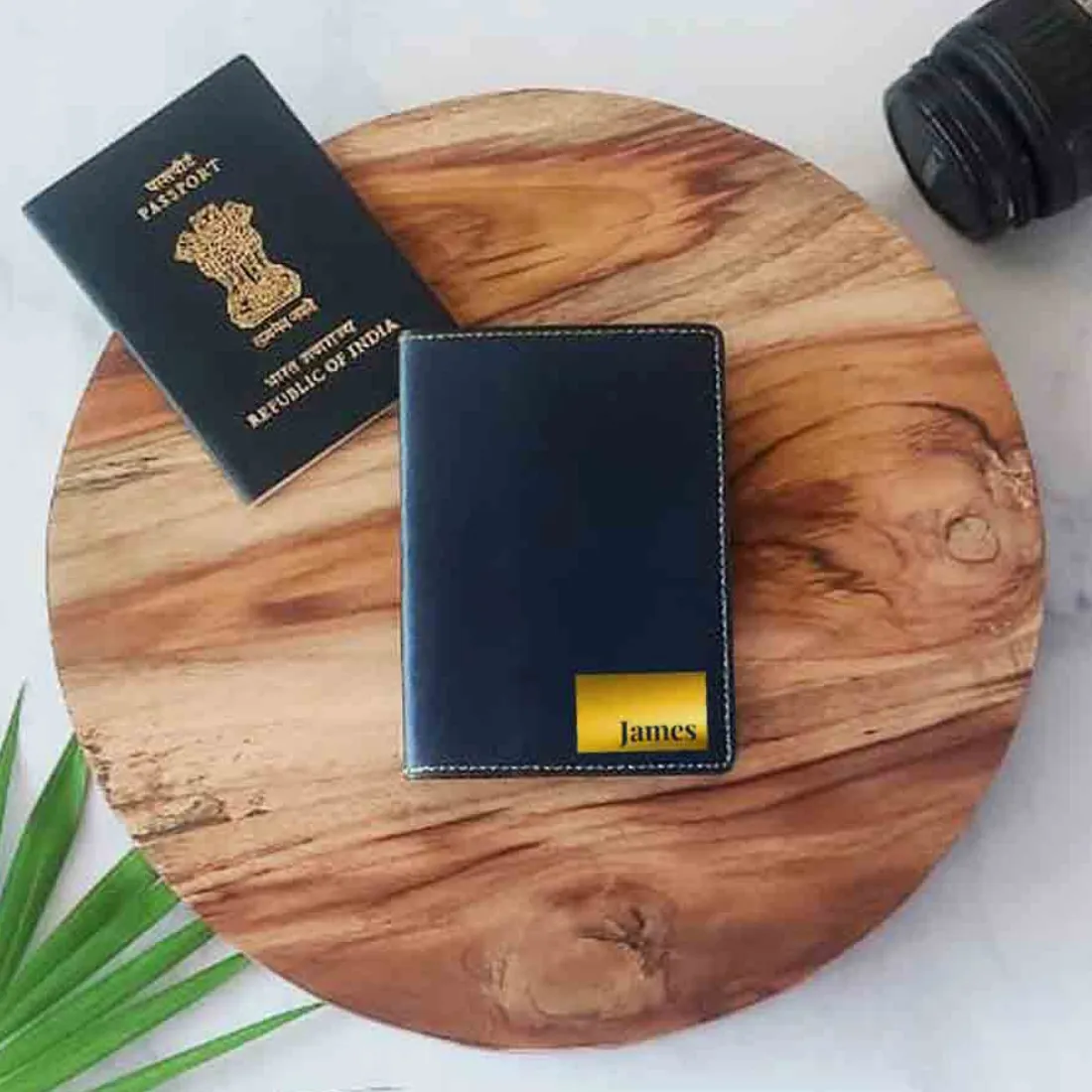 Personalized Pu Leather Travel Wallet Passport Cover - Name Box