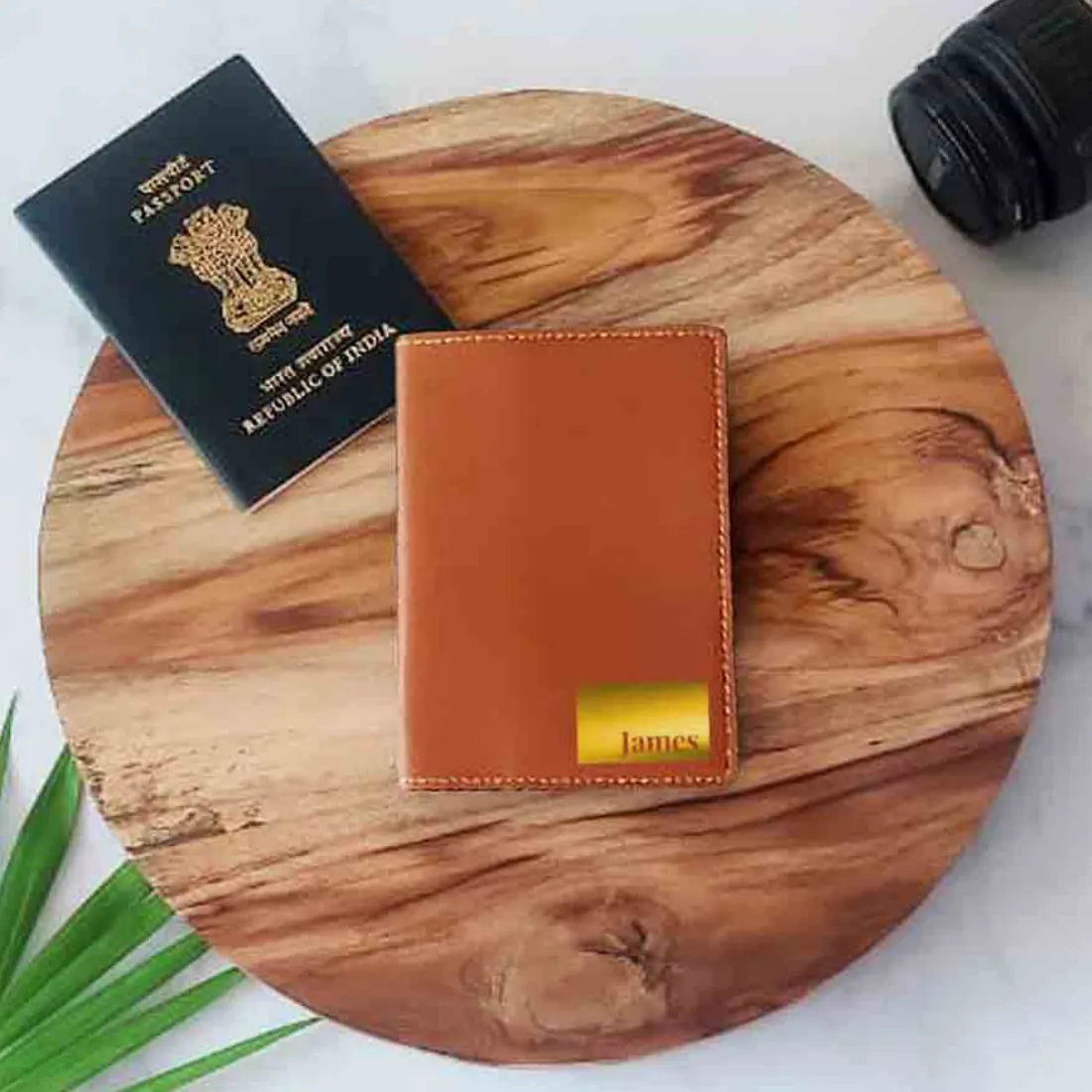 Personalized Pu Leather Travel Wallet Passport Cover - Name Box