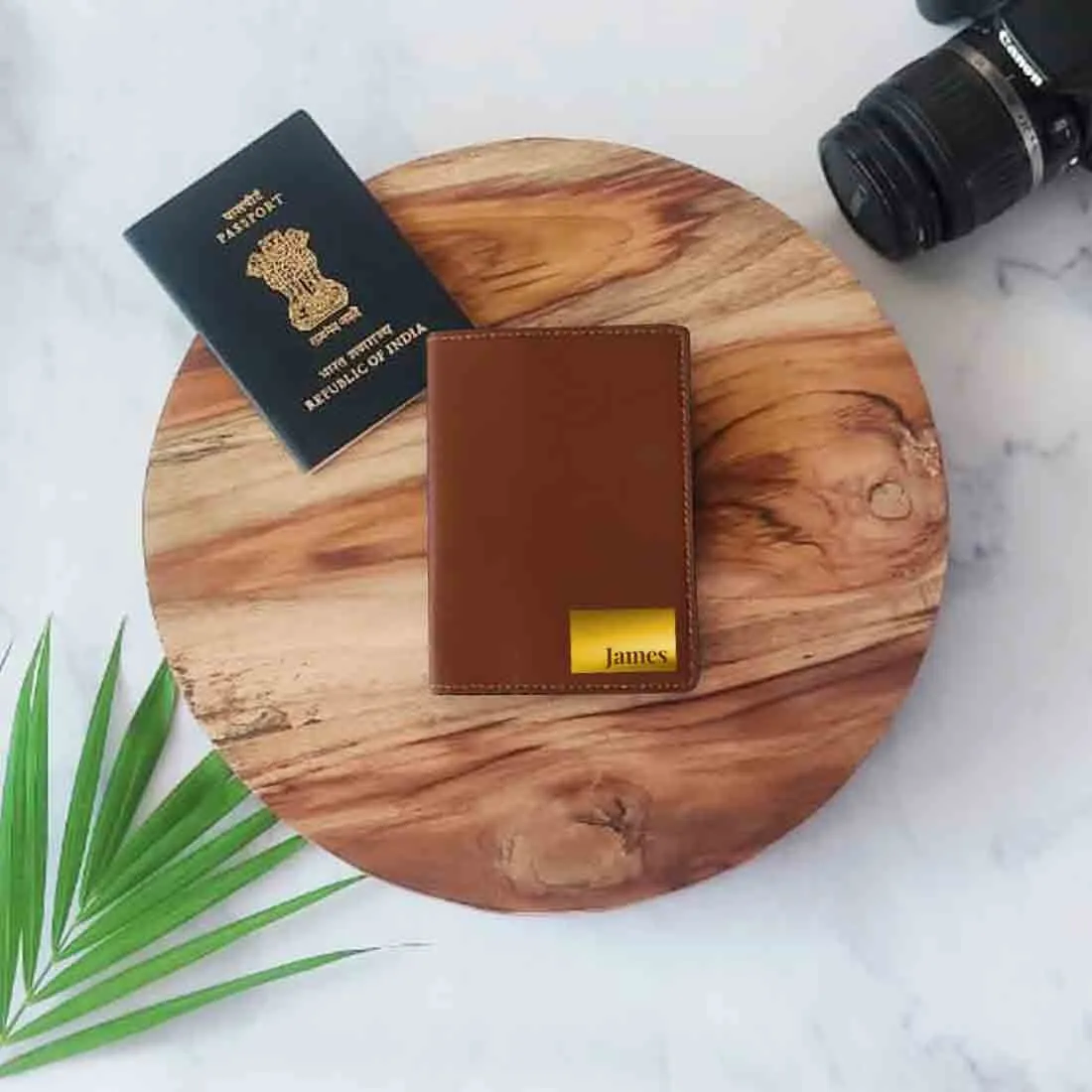 Personalized Pu Leather Travel Wallet Passport Cover - Name Box