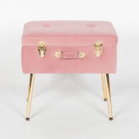 Pink Suitcase Stool With Gold Legs