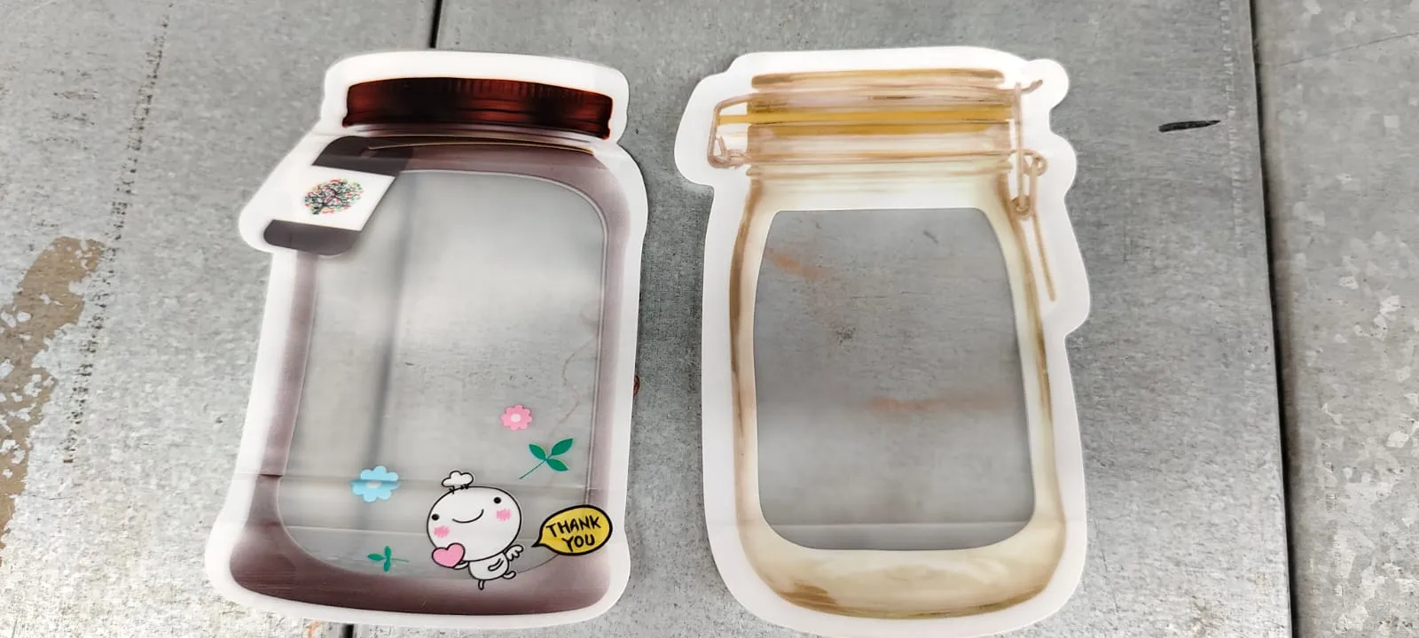 Plastic Transparent Small Jar Shaped Pouch With Zipper (1 Pc)