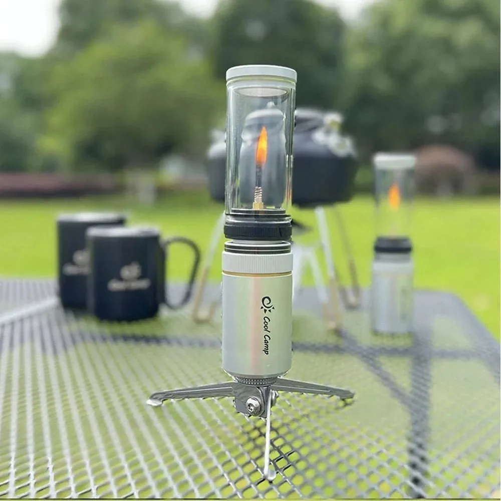 Portable Bright Camping Lantern GasLight Outdoor Fishing Picnic Tent GasLamp Gas Tank Candle Lamp Home Garden Glass Lamp