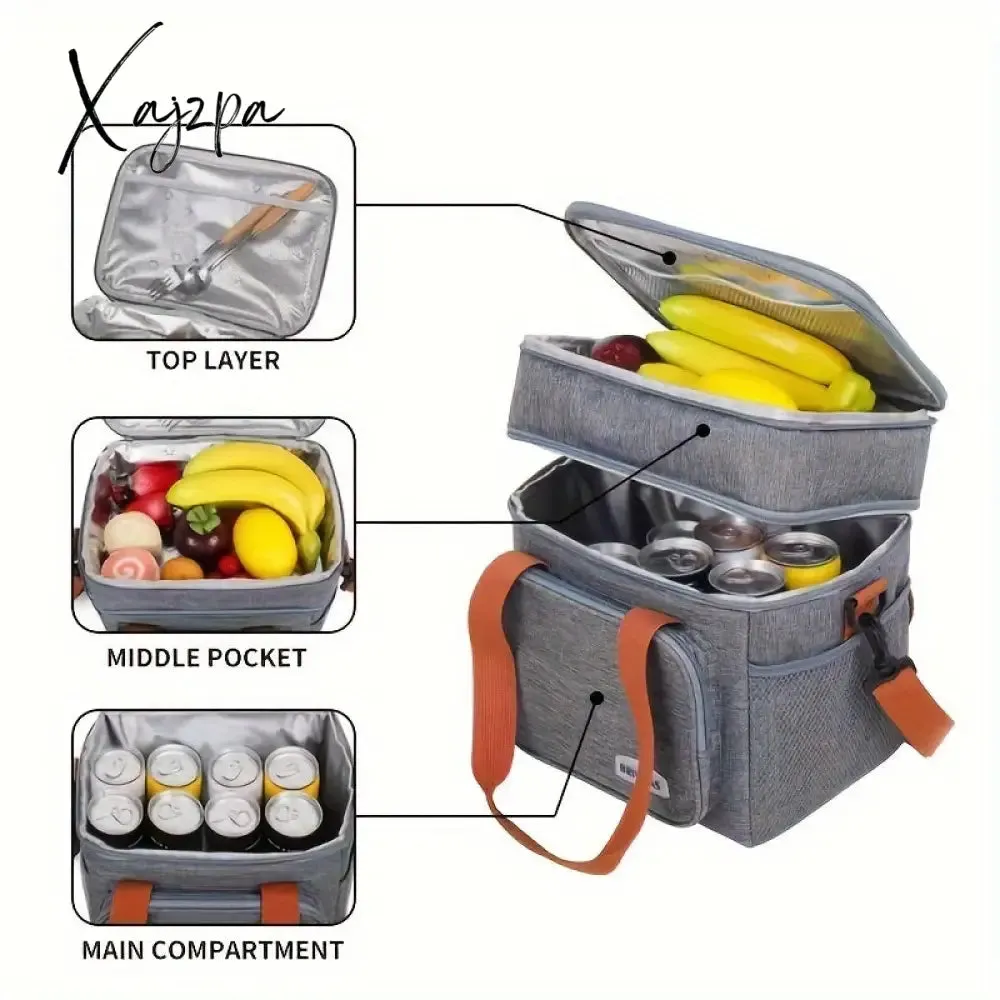 Portable Insulated Picnic Bag - Dual Layer Design, Crossbody Thermal Lunch Carrier, Durable for Camping & Outdoor Adventures