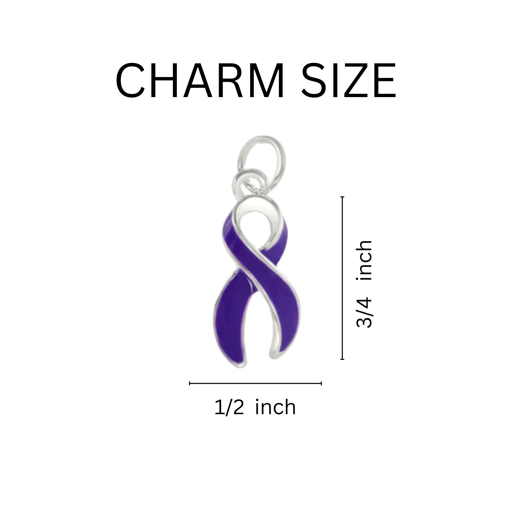 Purple Ribbon Big Heart Key Chains