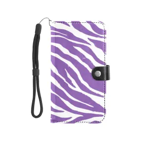 Purple Zebra Flip Leather Purse for Mobile Phone