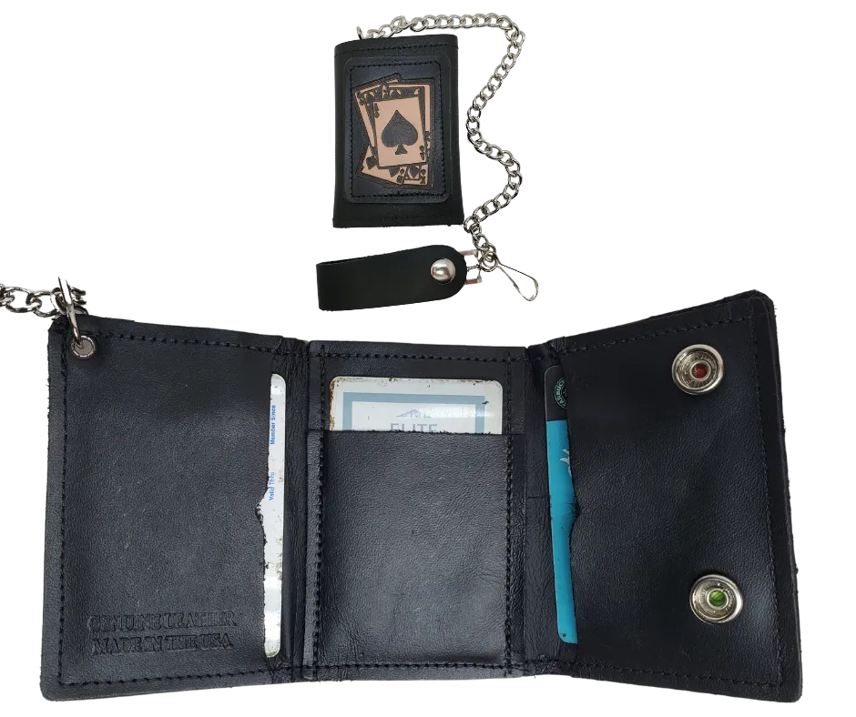 "Spade" Tri-Fold Chain Wallet