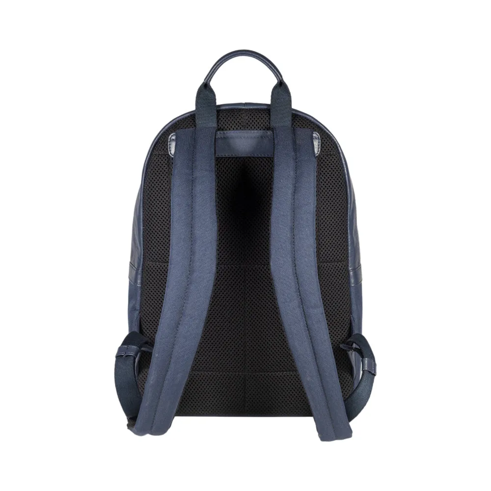 RB2001D | Nylon/Genuine Leather Netbook/Tablet Backpack, with light grain. Zip closure and adjustable shoulder straps - Color Blue - Dimensions: cm 27 x 38 x 14. Packaging: Non-woven fabric bag