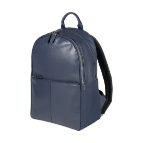 RB2001D | Nylon/Genuine Leather Netbook/Tablet Backpack, with light grain. Zip closure and adjustable shoulder straps - Color Blue - Dimensions: cm 27 x 38 x 14. Packaging: Non-woven fabric bag