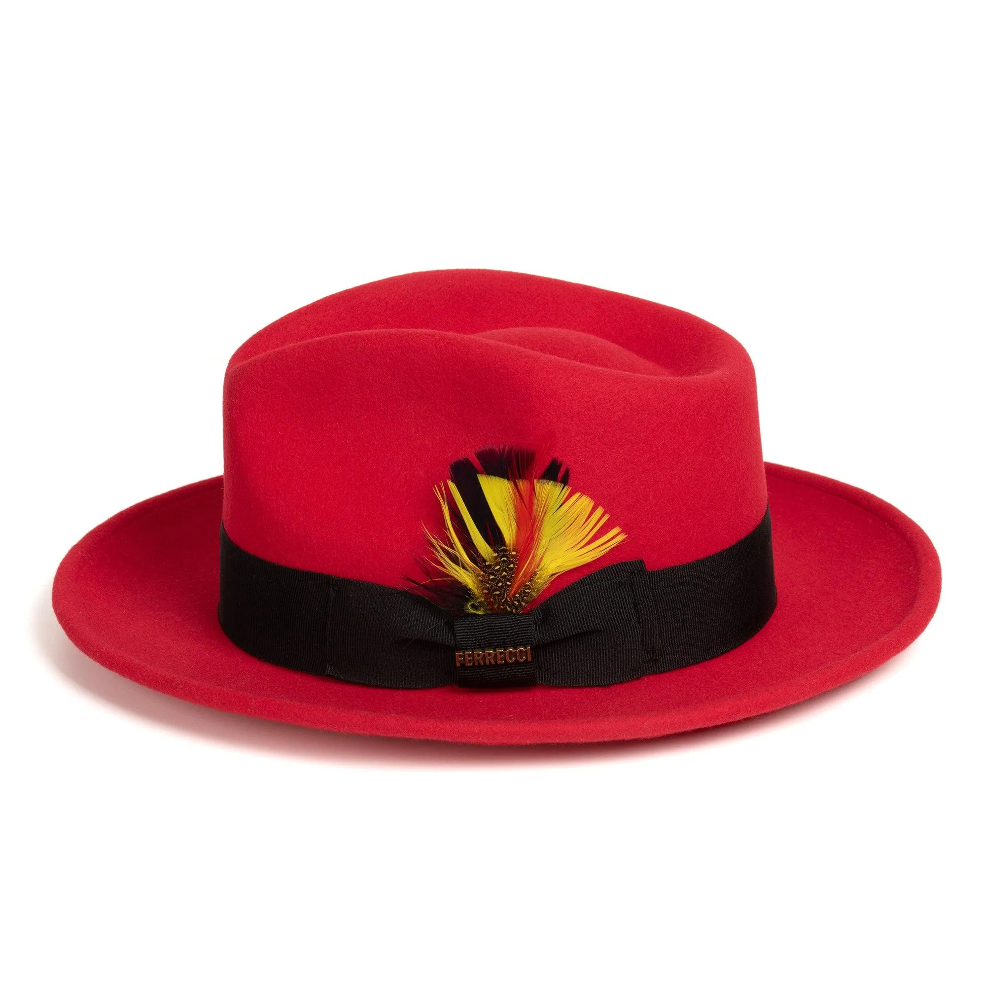 Red & Black Fedora 100% Australian Wool Crushable Hat