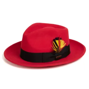 Red & Black Fedora 100% Australian Wool Crushable Hat