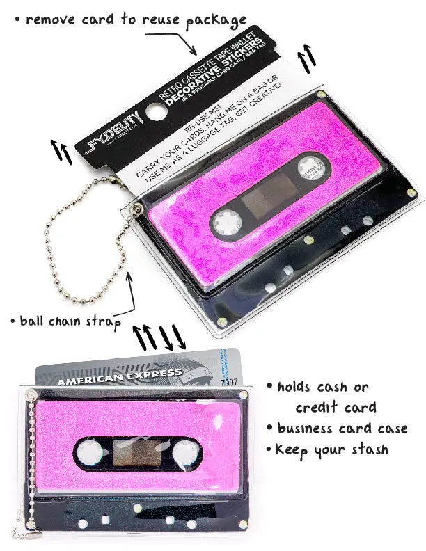 Retro Cassette Tape | Deco Sticker Tag | LASER Pink