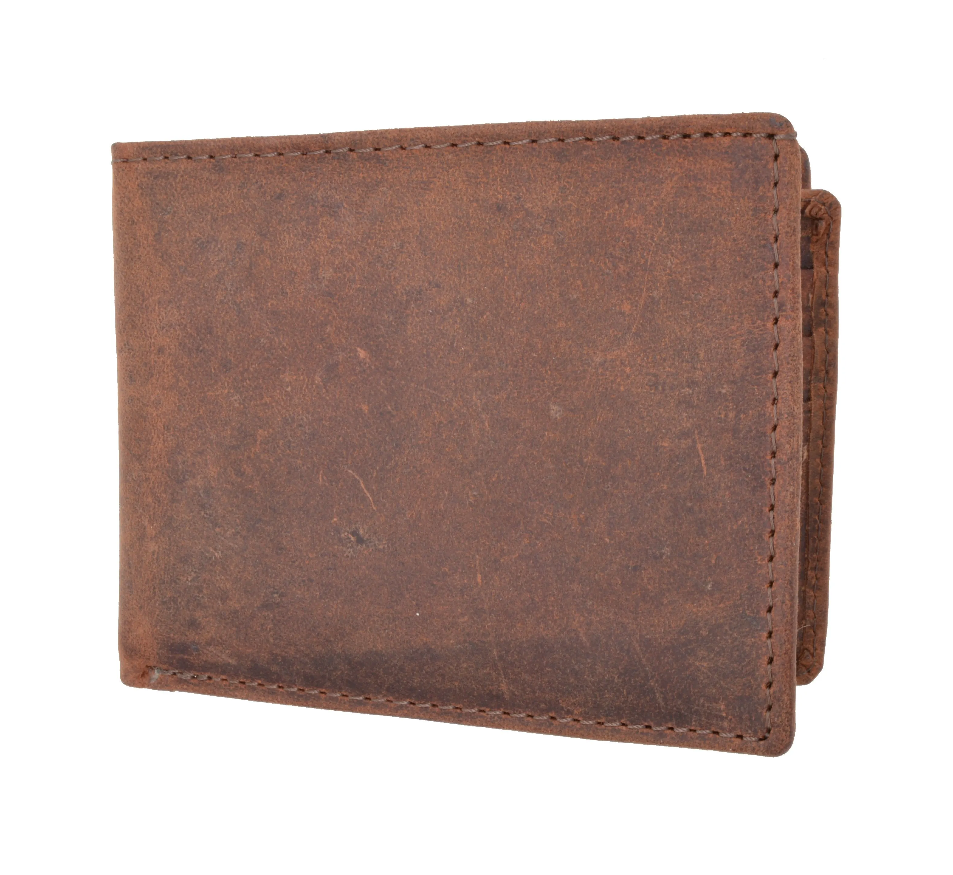 RFID Blocking Vintage Soft Genuine Leather Men's Multi-Card Compact Center Flip Bifold Wallet RFID52HTC