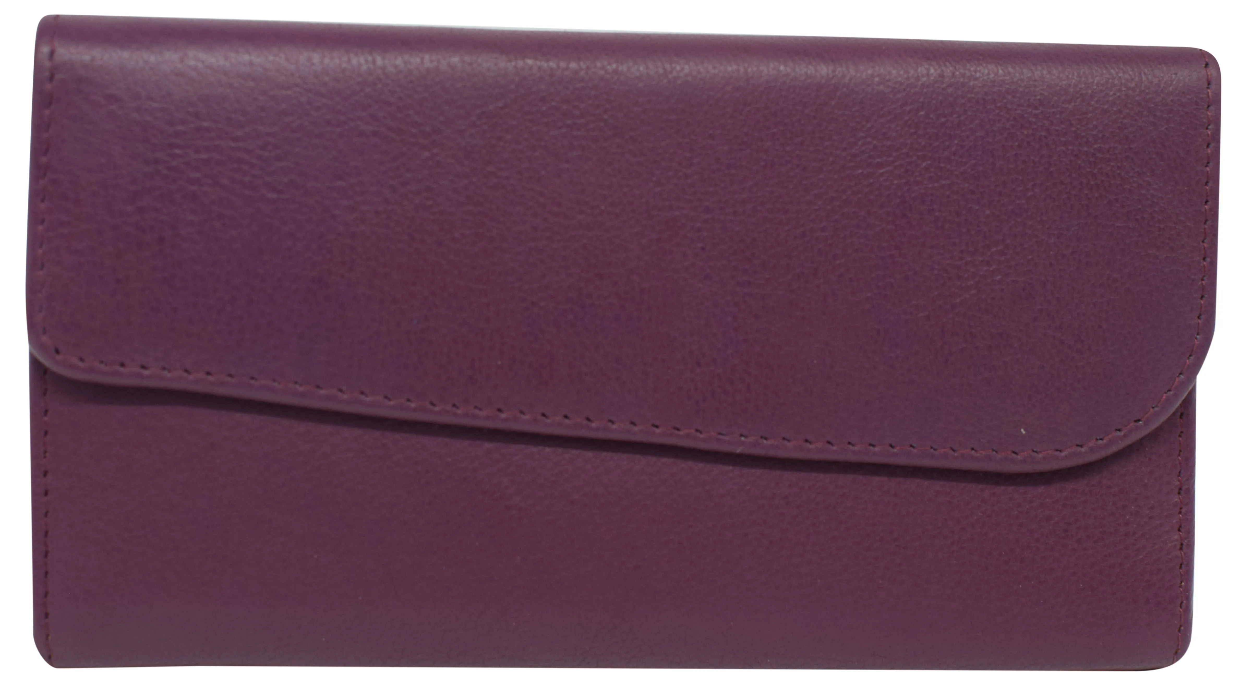 RFIDCN2575 Women's Genuine Leather RFID Trifold Checkbook Slim Wallet for Ladies