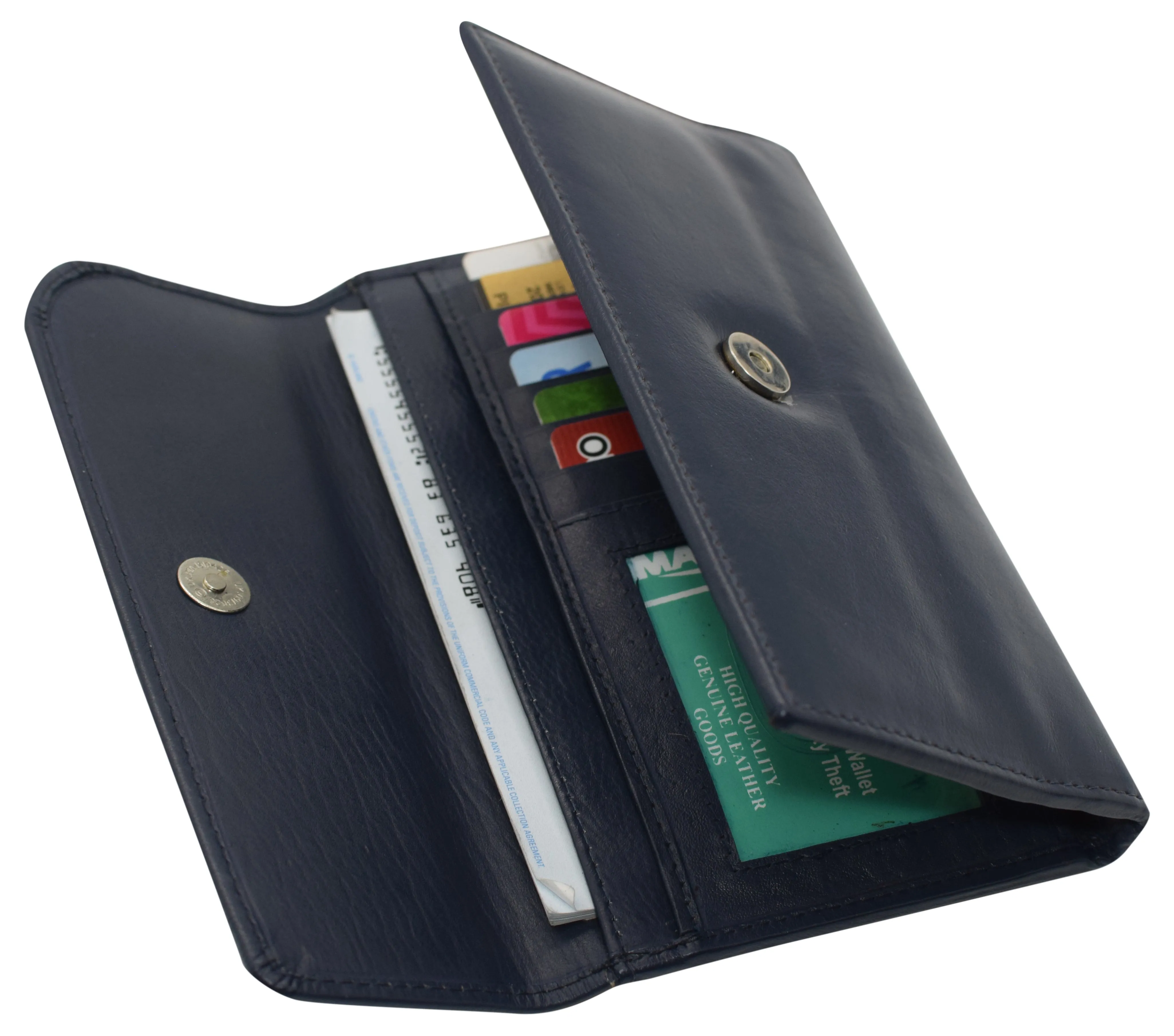 RFIDCN2575 Women's Genuine Leather RFID Trifold Checkbook Slim Wallet for Ladies