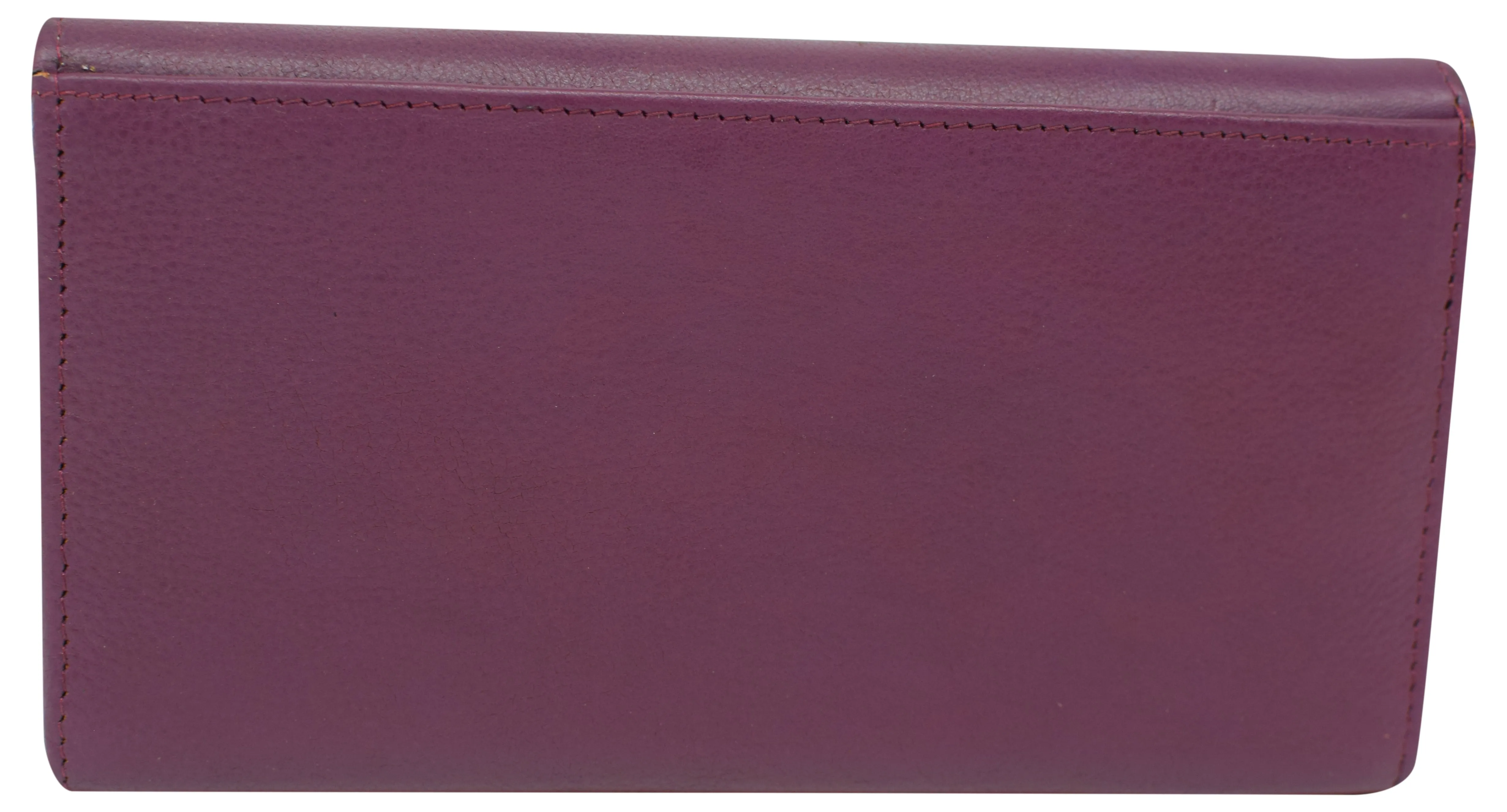 RFIDCN2575 Women's Genuine Leather RFID Trifold Checkbook Slim Wallet for Ladies