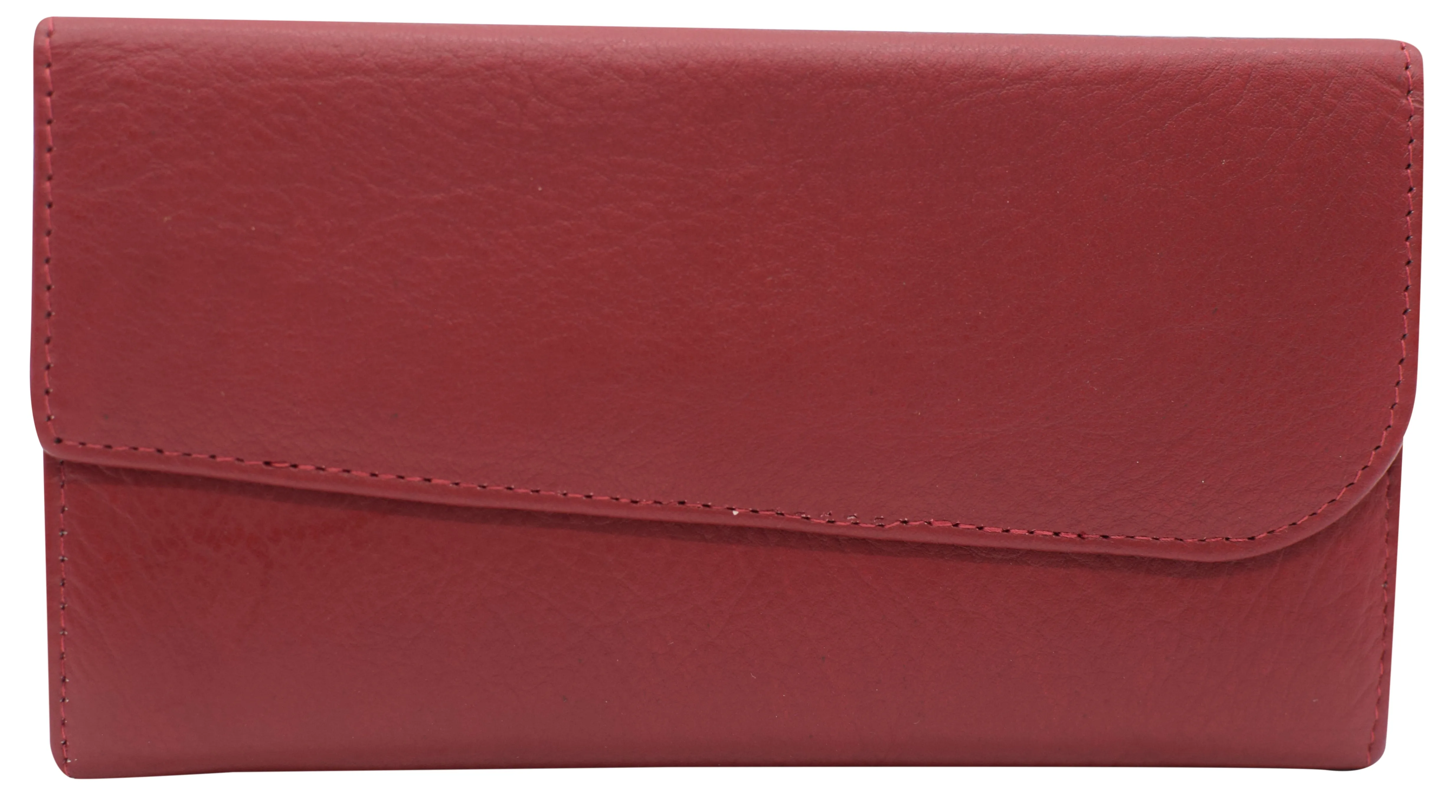 RFIDCN2575 Women's Genuine Leather RFID Trifold Checkbook Slim Wallet for Ladies