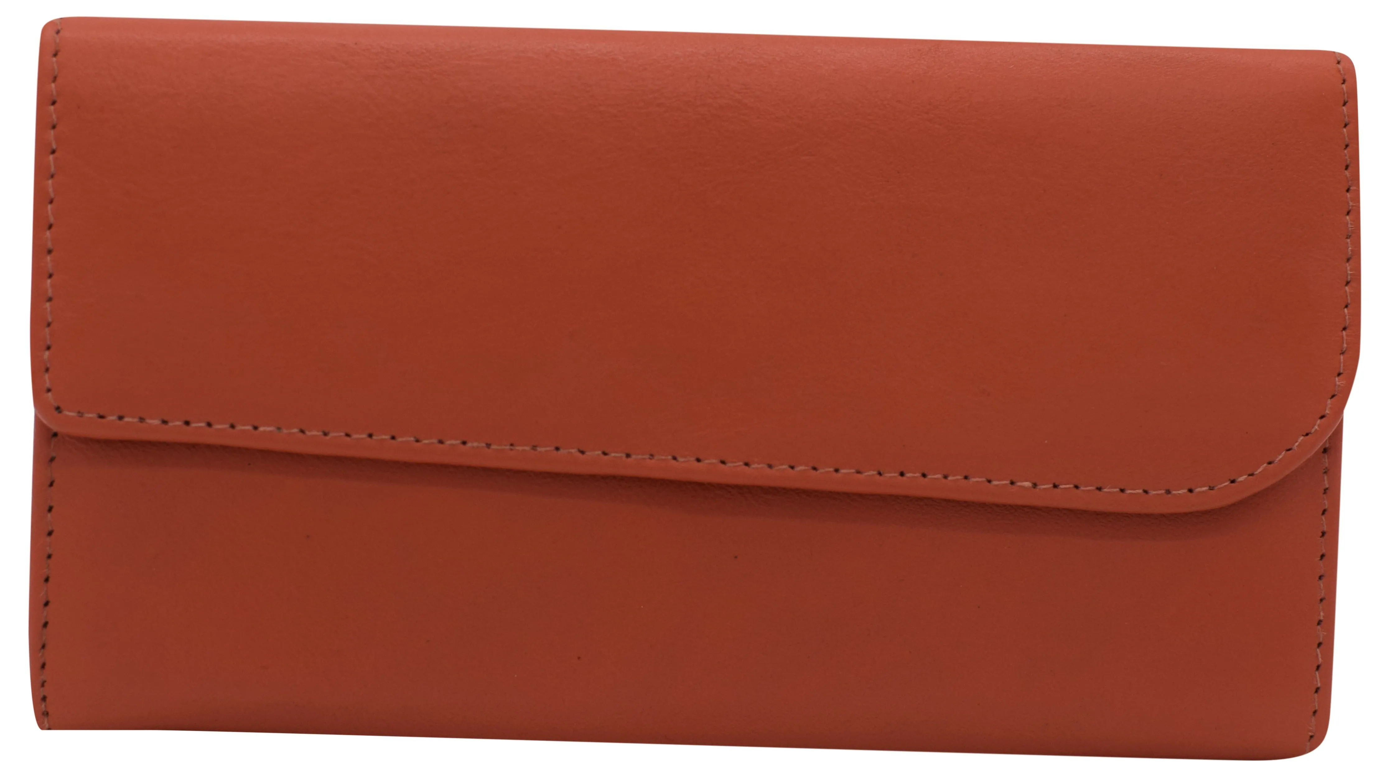 RFIDCN2575 Women's Genuine Leather RFID Trifold Checkbook Slim Wallet for Ladies