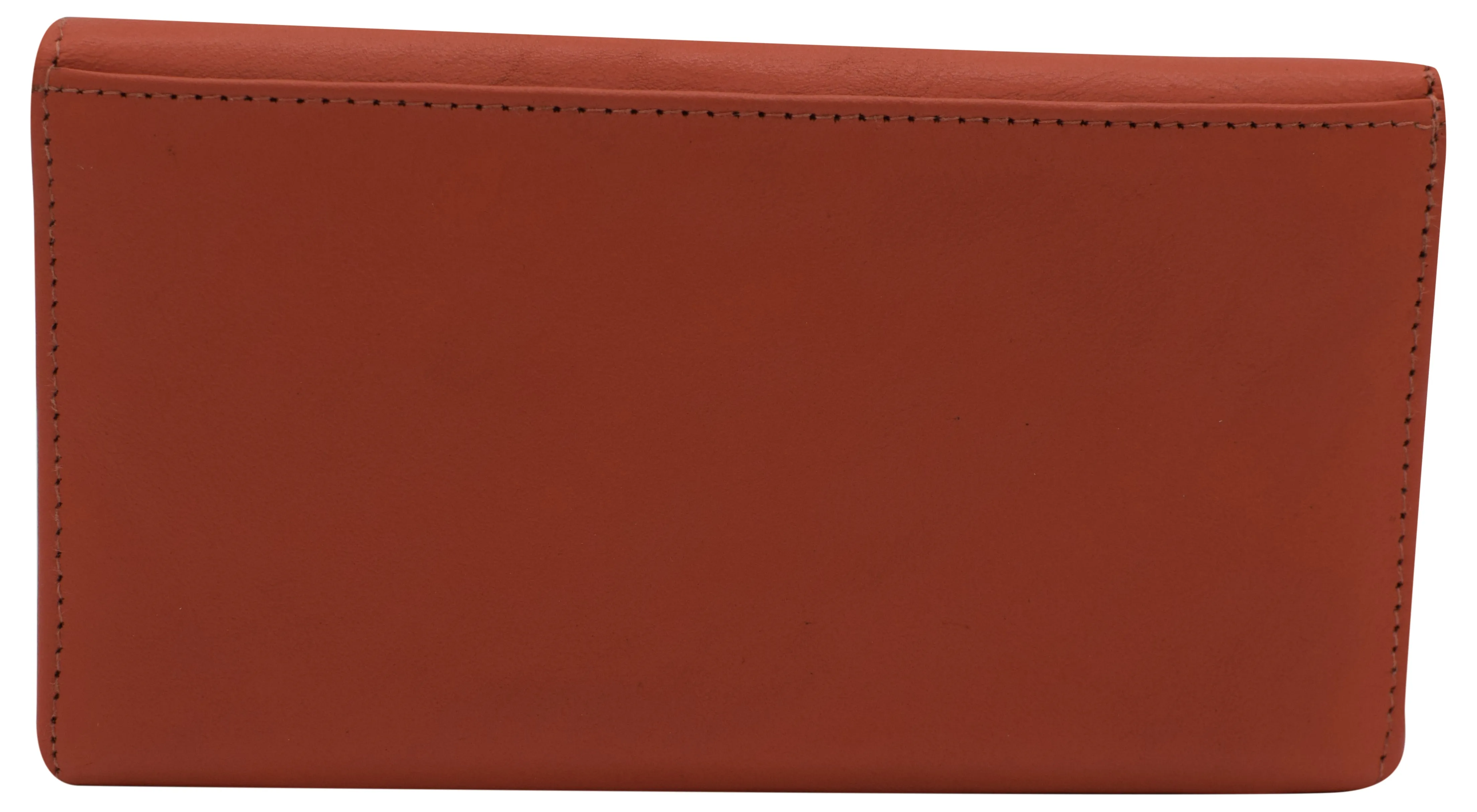 RFIDCN2575 Women's Genuine Leather RFID Trifold Checkbook Slim Wallet for Ladies