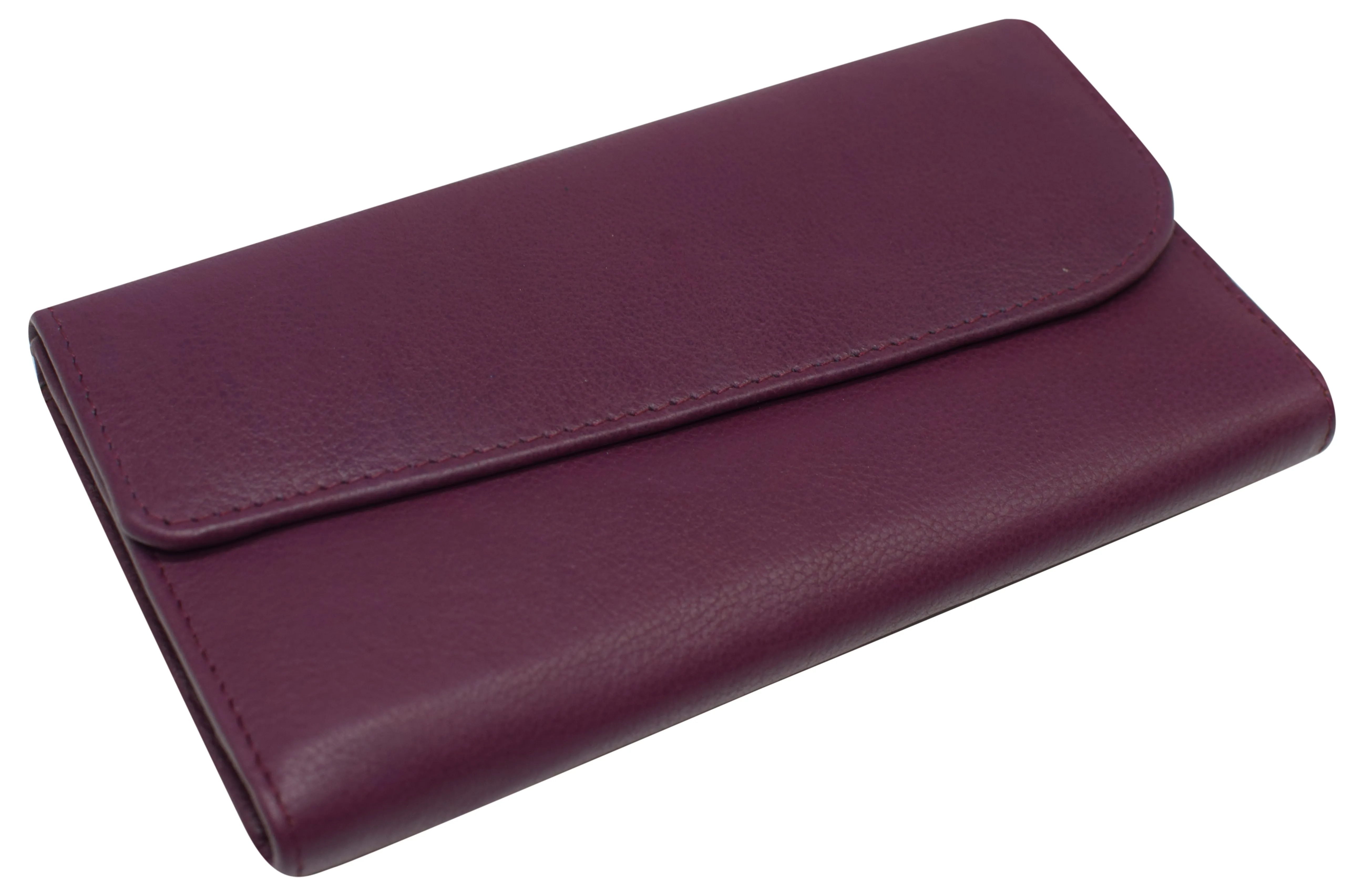 RFIDCN2575 Women's Genuine Leather RFID Trifold Checkbook Slim Wallet for Ladies