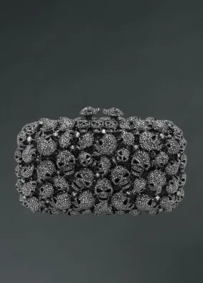 Rhinestone Embellished Skull Evening Clutch