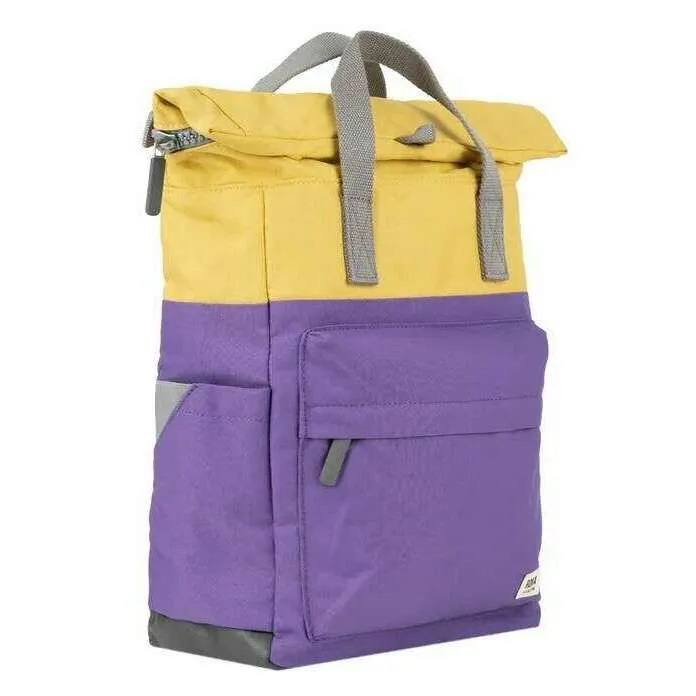 Roka Canfield B Medium Creative Waste Two Tone Recycled Canvas Backpack - Imperial Purple/Bamboo Yellow