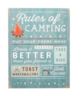 RULES OF CAMPING WALL DECOR