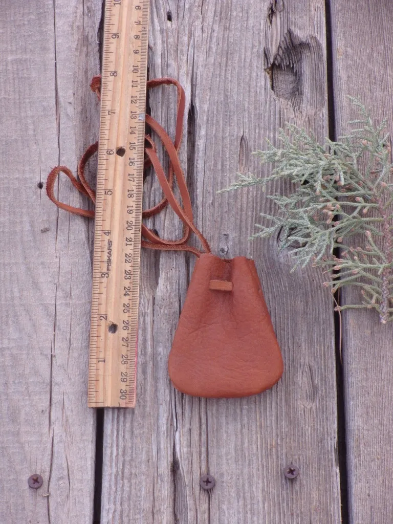 Rust medicine bag , crystal pouch, neck bag