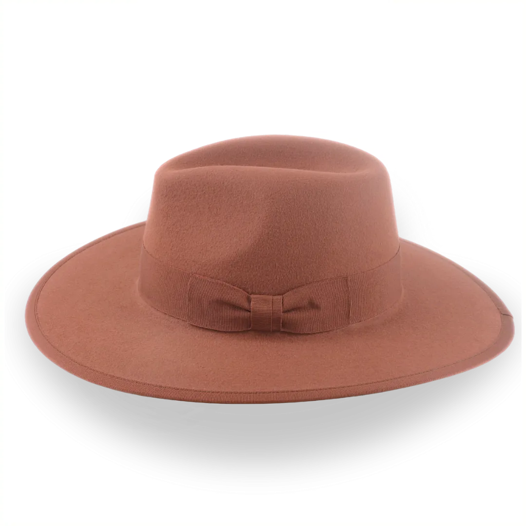 Rust Wide Brim Fedora Hat in Classy Fur Felt | The Taylor