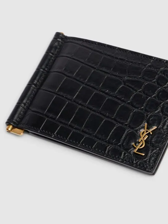 Saint Laurent   Monogram embossed bill clip wallet 