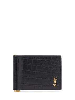 Saint Laurent   Monogram embossed bill clip wallet 