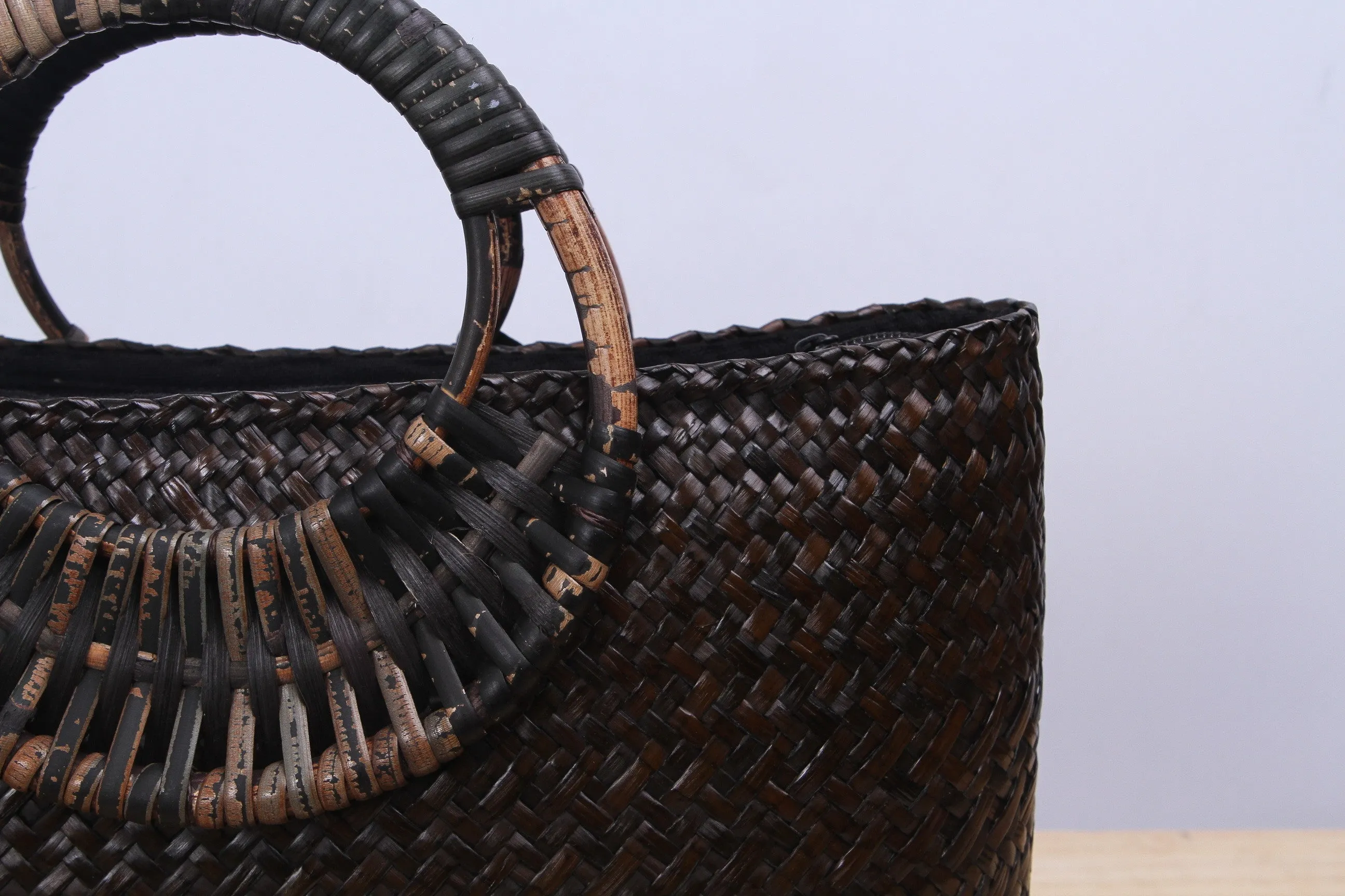 Shappybag - Seagrass wicker handbag with flower (Brown)