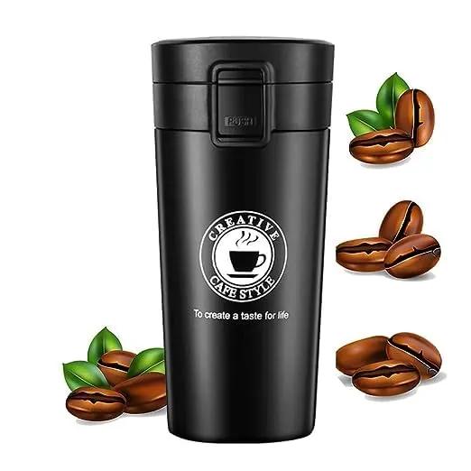 shreeshann Thermos Flask with Lid || Insulated Travel Tea and Coffee Mug || Portable Thermal Cup || Stainless Steel Vacuum Insulated Tumbler Cup for Hot & Cold Drinks