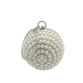 Silver Pearl Ball Evening Bag