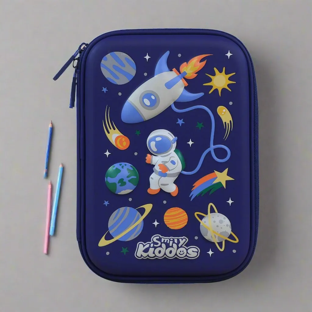 Smily Kiddos Single Compartment pencil case v2 Space planets Blue