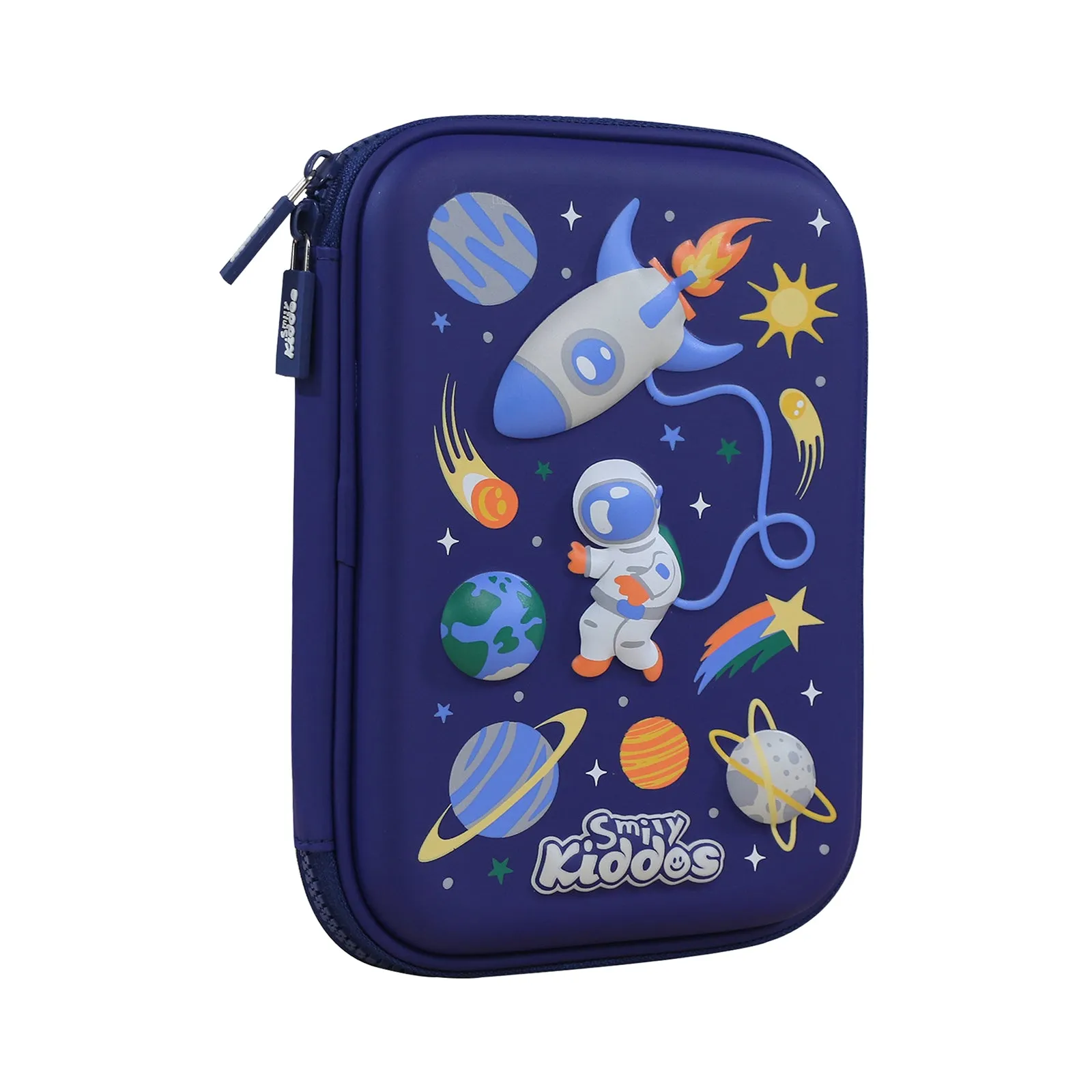 Smily Kiddos Single Compartment pencil case v2 Space planets Blue