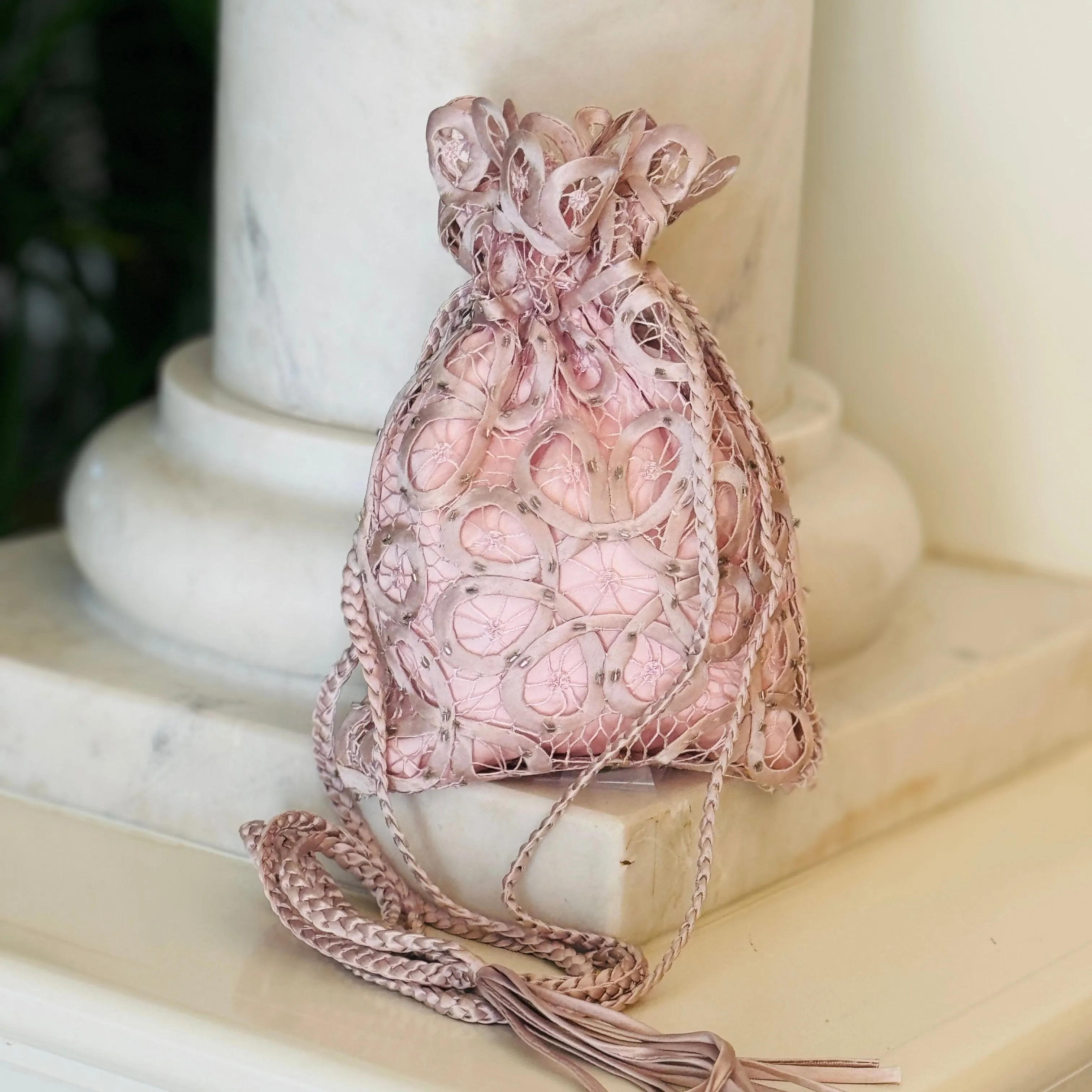 Soulmates C440 Hand Crocheted Silk Beaded Pouch Bag