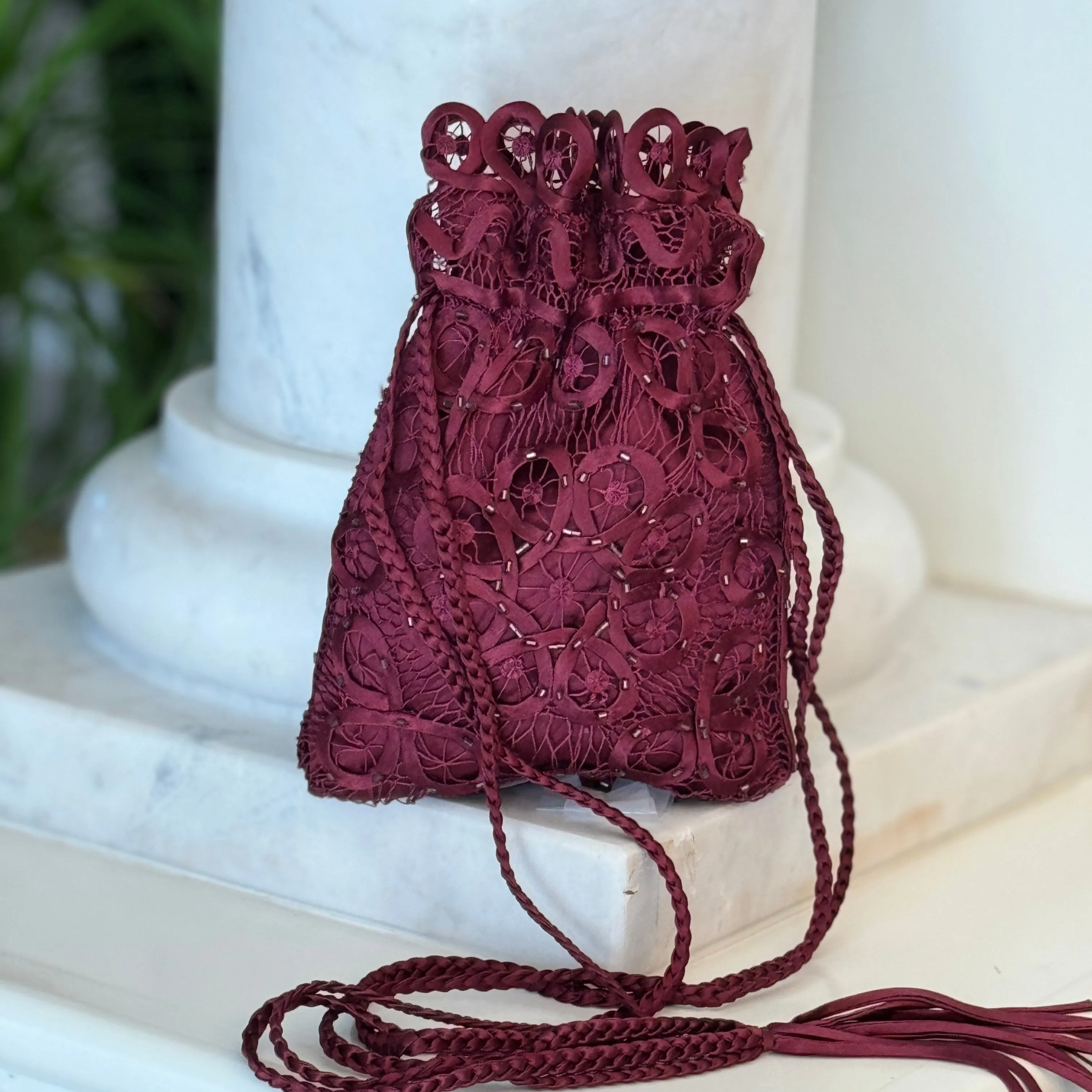 Soulmates C440 Hand Crocheted Silk Beaded Pouch Bag